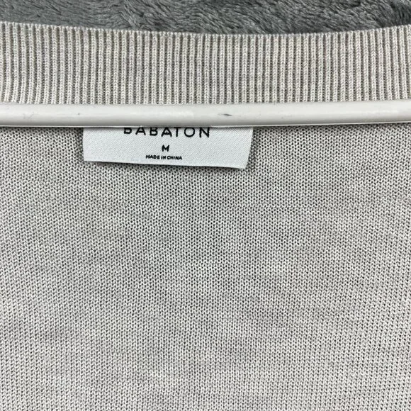 Babaton Cardigan Women Size Medium Cream Nude Button-up V-Neck Finley Silk Blend - Picture 2 of 9